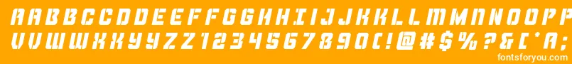 Thundertroopertitleital-Schriftart – Weiße Schriften auf orangefarbenem Hintergrund