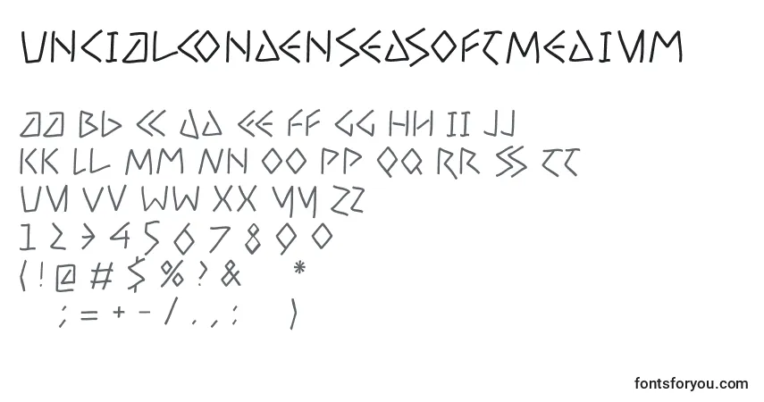 Czcionka UncialcondensedsoftMedium – alfabet, cyfry, specjalne znaki