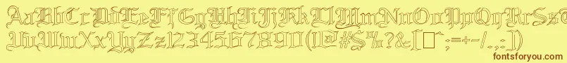 BloodandbladeOutilne Font – Brown Fonts on Yellow Background