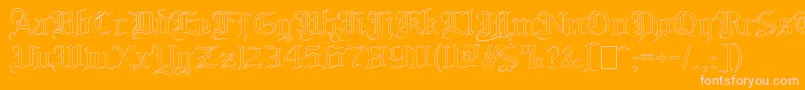Fonte BloodandbladeOutilne – fontes rosa em um fundo laranja