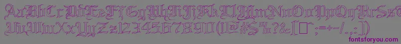 フォントBloodandbladeOutilne – 紫色のフォント、灰色の背景