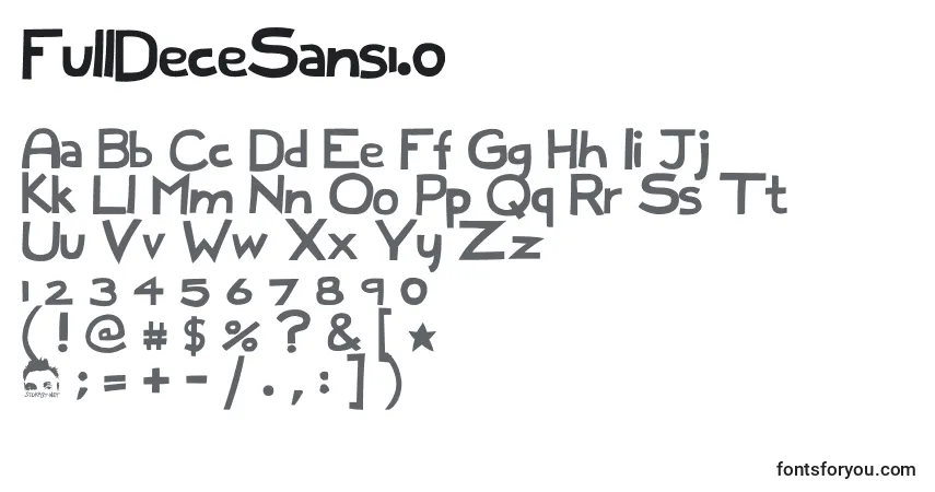 Czcionka FullDeceSans1.0 – alfabet, cyfry, specjalne znaki