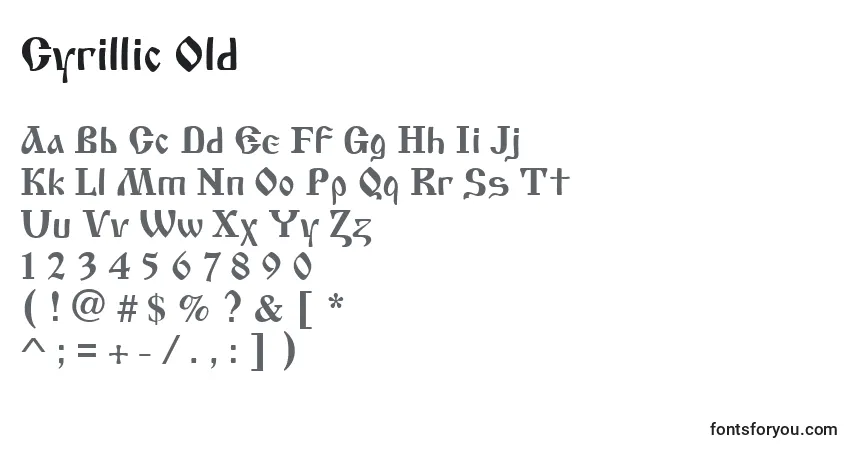 Schriftart Cyrillic Old – Alphabet, Zahlen, spezielle Symbole