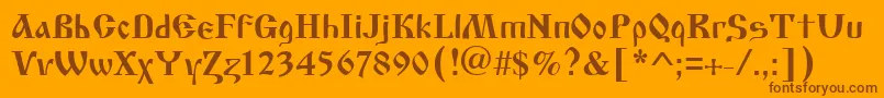 Cyrillic Old Font – Brown Fonts on Orange Background