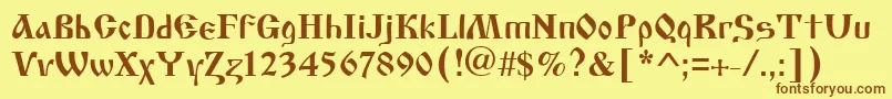 Cyrillic Old Font – Brown Fonts on Yellow Background