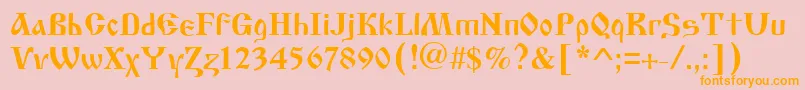 Cyrillic Old Font – Orange Fonts on Pink Background