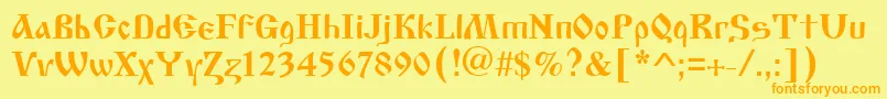 Cyrillic Old Font – Orange Fonts on Yellow Background