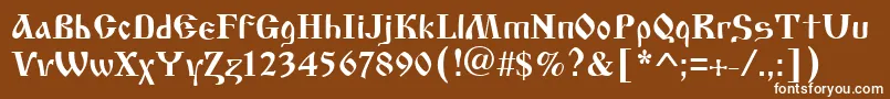 Czcionka Cyrillic Old – białe czcionki na brązowym tle