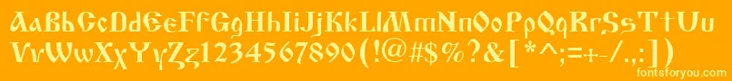 Cyrillic Old Font – Yellow Fonts on Orange Background