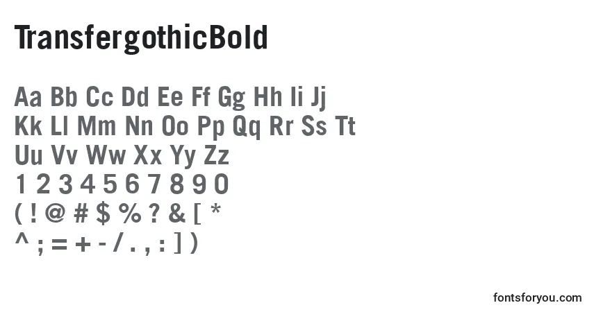 Schriftart TransfergothicBold – Alphabet, Zahlen, spezielle Symbole