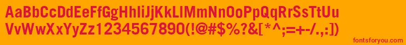 TransfergothicBold-Schriftart – Rote Schriften auf orangefarbenem Hintergrund