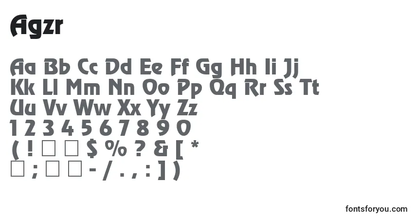Czcionka Agzr – alfabet, cyfry, specjalne znaki