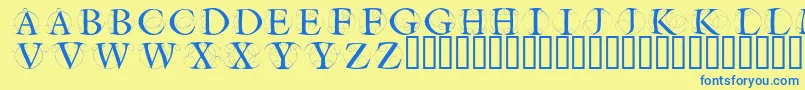 Circleinitialsfree-Schriftart – Blaue Schriften auf gelbem Hintergrund