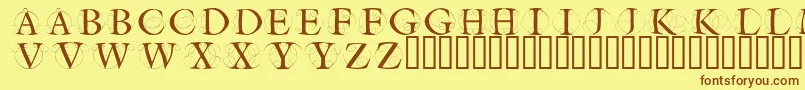 Fonte Circleinitialsfree – fontes marrons em um fundo amarelo