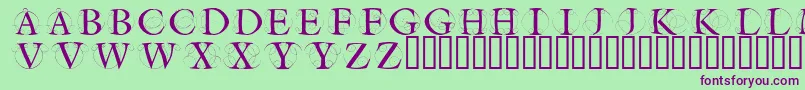 フォントCircleinitialsfree – 緑の背景に紫のフォント