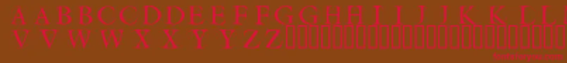 フォントCircleinitialsfree – 赤い文字が茶色の背景にあります。