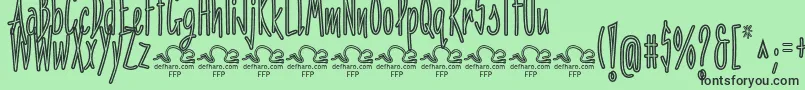 フォントPenitenciaInlineDemoFfp – 緑の背景に黒い文字