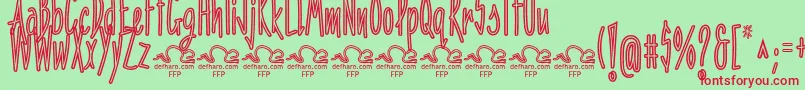 PenitenciaInlineDemoFfp Font – Red Fonts on Green Background