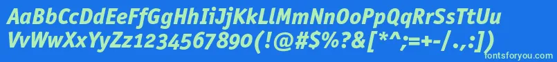 OfficinasansextraboldoscItalic Font – Green Fonts on Blue Background