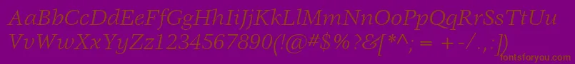 VeljovicstdBookitalic Font – Brown Fonts on Purple Background