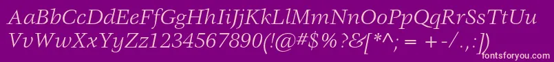 VeljovicstdBookitalic Font – Pink Fonts on Purple Background