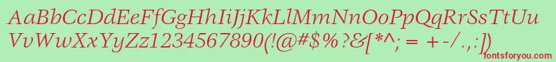 VeljovicstdBookitalic Font – Red Fonts on Green Background