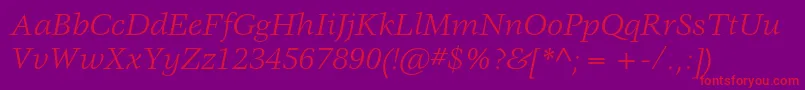 Шрифт VeljovicstdBookitalic – красные шрифты на фиолетовом фоне