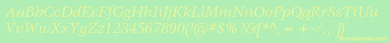 VeljovicstdBookitalic Font – Yellow Fonts on Green Background