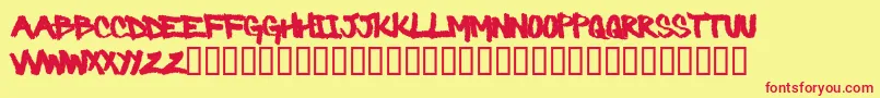 Barbaric-Schriftart – Rote Schriften auf gelbem Hintergrund