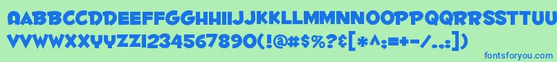 Czcionka Fontdinerdotcom ffy – niebieskie czcionki na zielonym tle