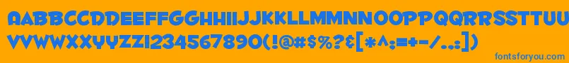 Fontdinerdotcom ffy Font – Blue Fonts on Orange Background