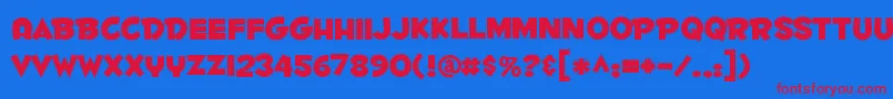 フォントFontdinerdotcom ffy – 赤い文字の青い背景