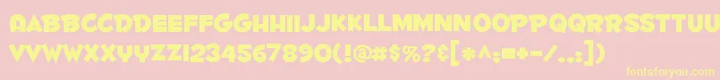 Fontdinerdotcom ffy-Schriftart – Gelbe Schriften auf rosa Hintergrund