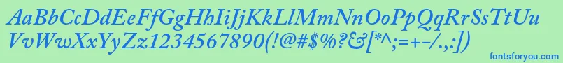 AcaslonproSemibolditalic Font – Blue Fonts on Green Background