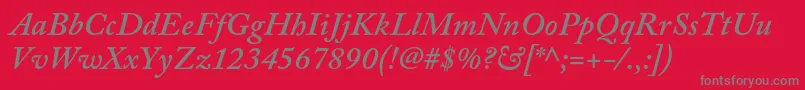 More about AcaslonproSemibolditalic Font AcaslonproSemibolditalic Font – Gray Fonts on Red Background