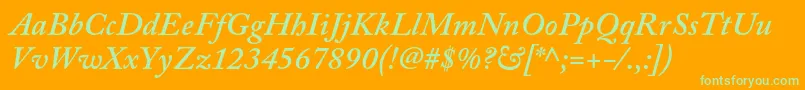 AcaslonproSemibolditalic Font – Green Fonts on Orange Background