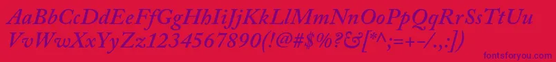 AcaslonproSemibolditalic Font – Purple Fonts on Red Background