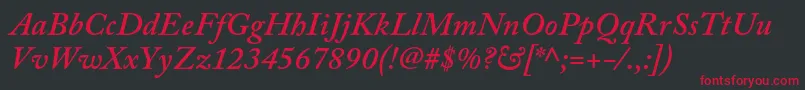 AcaslonproSemibolditalic Font – Red Fonts on Black Background