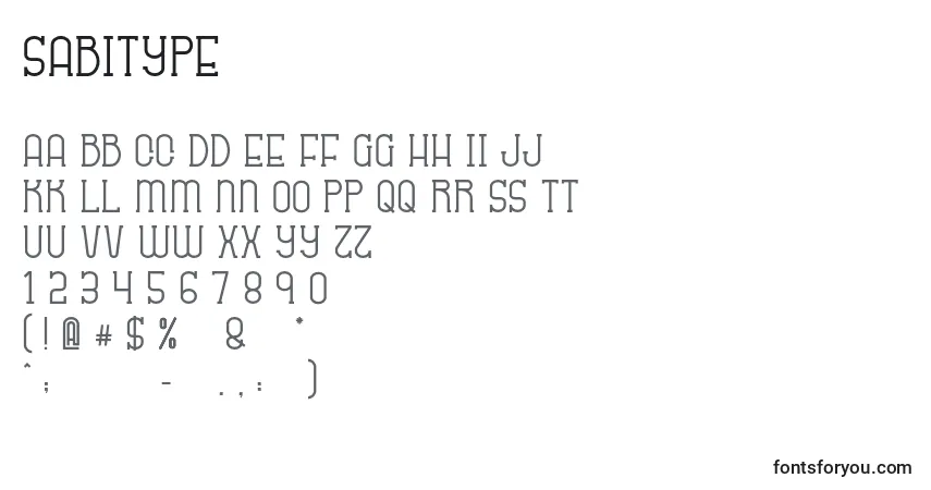 Schriftart Sabitype – Alphabet, Zahlen, spezielle Symbole