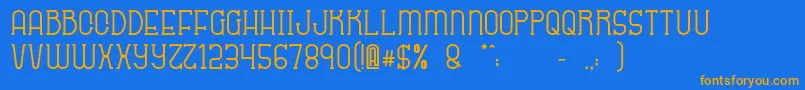 Sabitype-Schriftart – Orangefarbene Schriften auf blauem Hintergrund