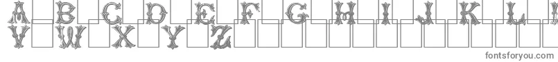 Trefoilcapitals-fontti – harmaat kirjasimet valkoisella taustalla