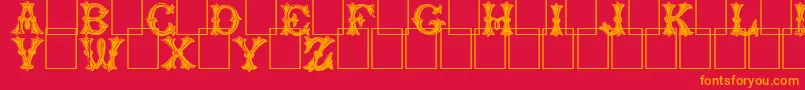 Trefoilcapitals Font – Orange Fonts on Red Background