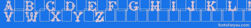 Trefoilcapitals-Schriftart – Rosa Schriften auf blauem Hintergrund
