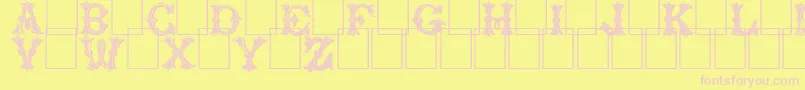 Trefoilcapitals-Schriftart – Rosa Schriften auf gelbem Hintergrund