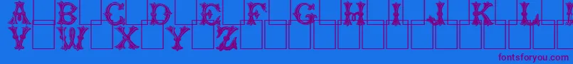 Trefoilcapitals Font – Purple Fonts on Blue Background
