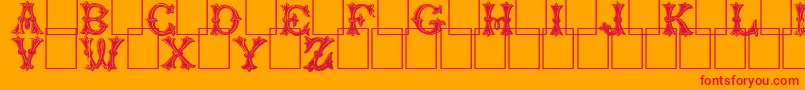 フォントTrefoilcapitals – オレンジの背景に赤い文字