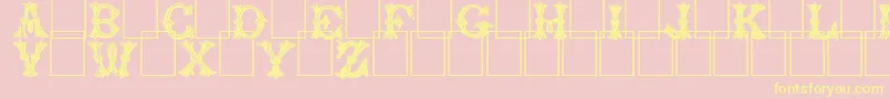 Trefoilcapitals-Schriftart – Gelbe Schriften auf rosa Hintergrund