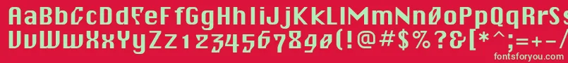 フォントBlagovestsevenc – 赤い背景に緑の文字