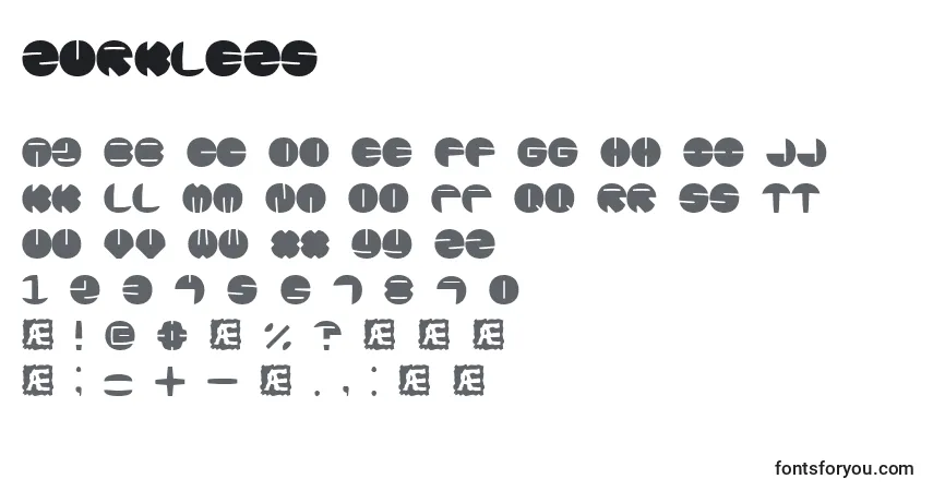 A fonte Zurklezs – alfabeto, números, caracteres especiais
