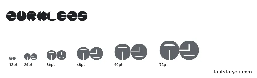 Размеры шрифта Zurklezs